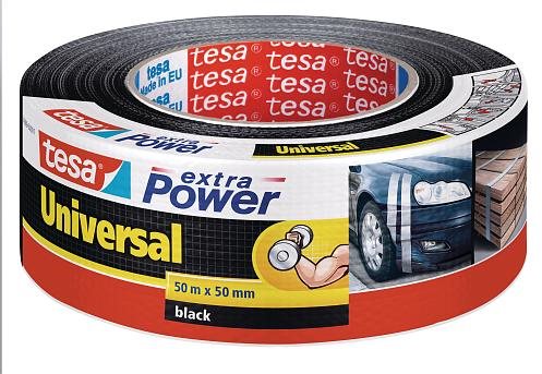 TESA Lepící páska Extra Power Universal, textilní, černá, 50 m, 50 mm