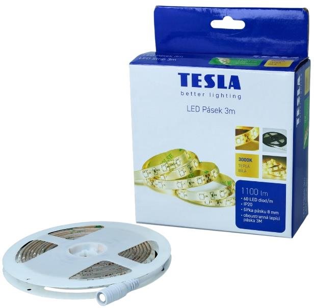 Tesla LED pásek, 60LED/ m, délka 3 m + 1,5 m, 8 mm, 3000 K, SMD2835, IP20