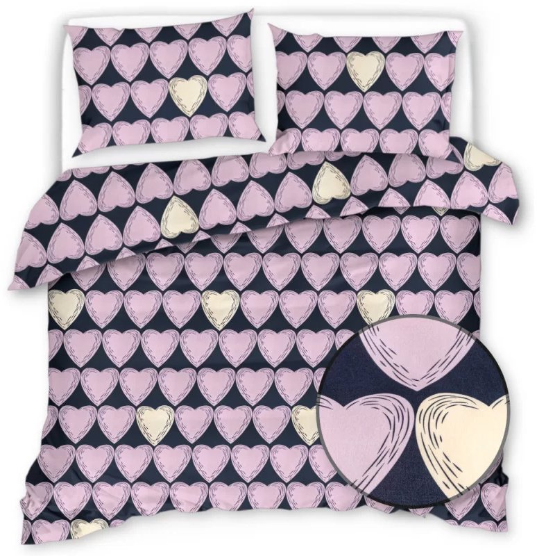 TEXTILOMANIE Povlečení z mikrovlákna VIOLET HEARTS světle fialové 2 ks 70 × 80 cm / 160 × 200 cm