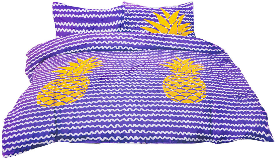 TEXTILOMANIE Povlečení z mikrovlákna PINEAPPLE fialové 2 ks 80 × 80 cm / 200 × 220 cm