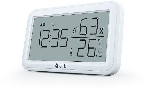 Airbi INDOOR – Pokojový teploměr a vlhkoměr s hodinami – bílý