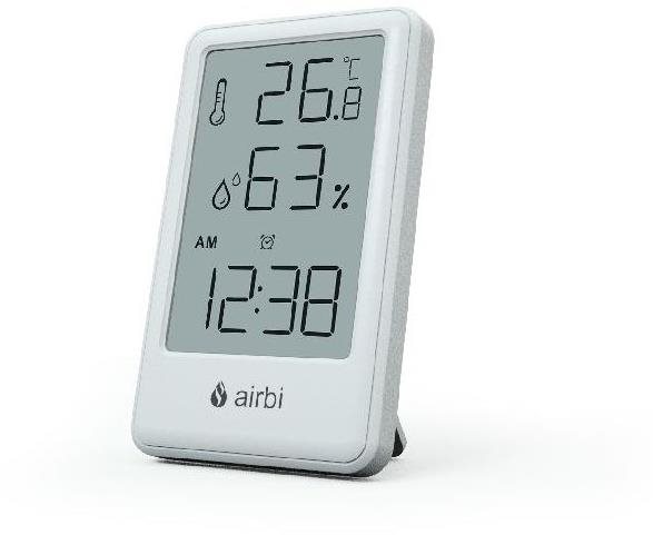 Airbi FRAME – Pokojový teploměr a vlhkoměr s hodinami – bílý