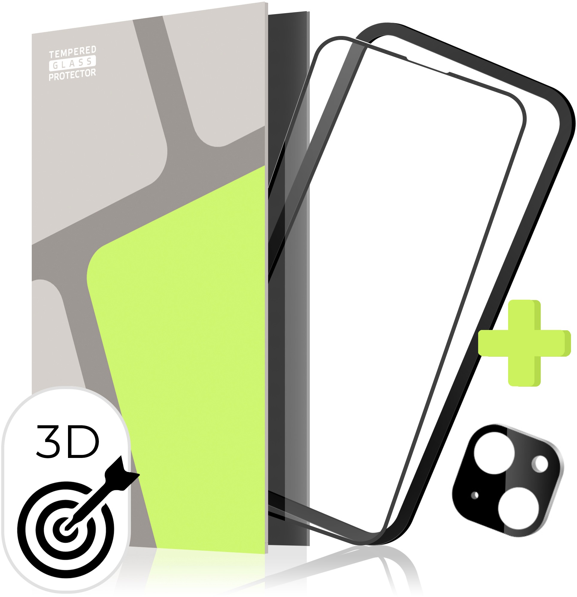 Tempered Glass Protector pro iPhone 15 + sklo na kameru + instalační rámeček (Case Friendly)
