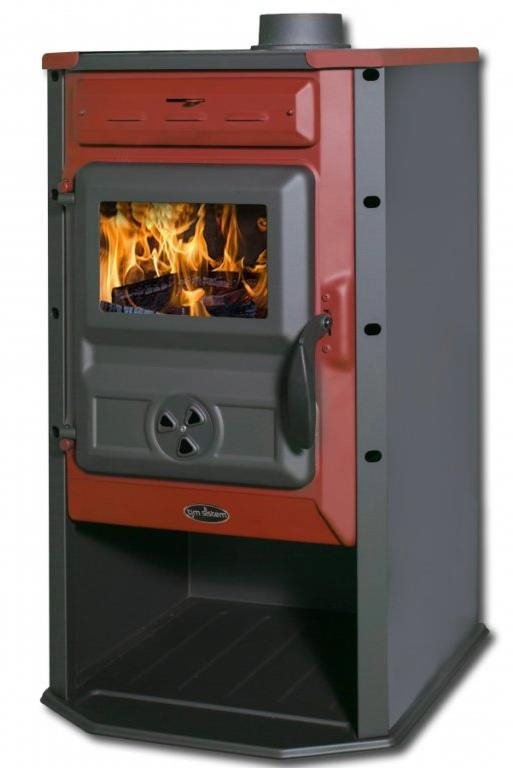 TIM SISTEM Čarobna pec ECO 6,9 kW, ocelová, červená, kouřovod 120 mm
