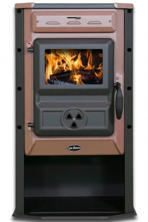 TIM SISTEM Čarobna pec ECO 6,9 kW, ocelová, hnědá, kouřovod 120 mm