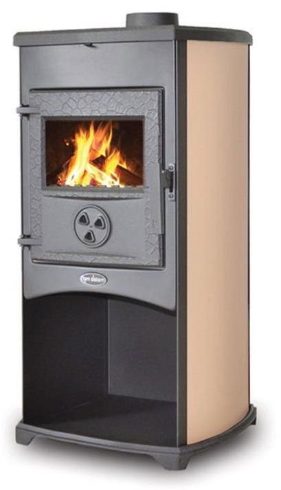 TIM SISTEM krbová kamna na TP, NORA ECO krémová 8,56 kW, kouřovod 120 mm