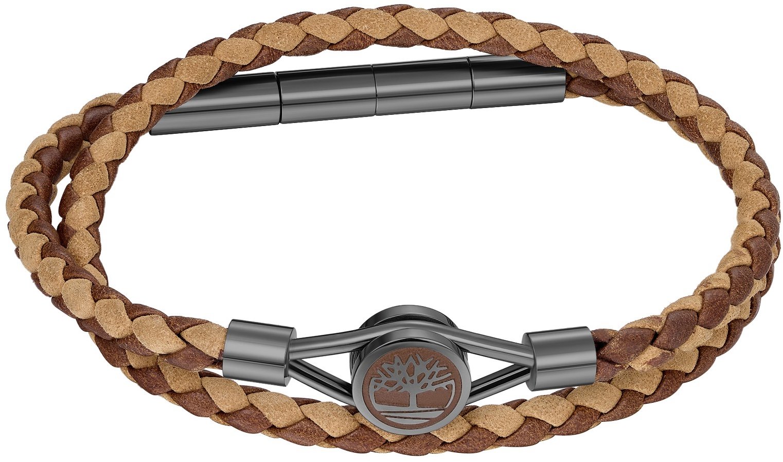 Timberland Dvojitý pánský náramek kožený hnědý