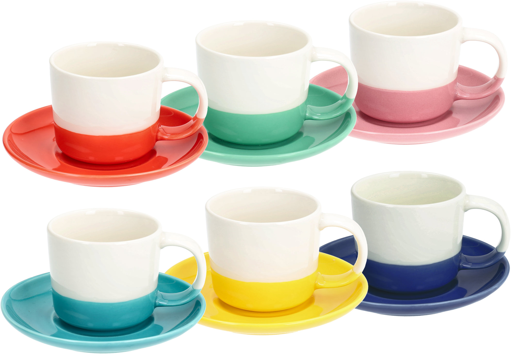 Tognana Sada 6 ks čajových šálků a podšálků RAINBOW vícebarevné 210 ml