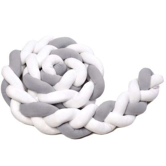 T-TOMI Pletený mantinel 180 cm White + Grey