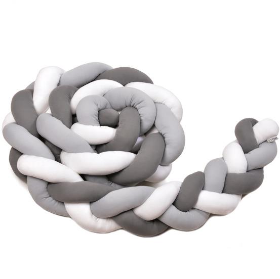 T-TOMI Pletený mantinel 220 cm White + Grey + Anthracite