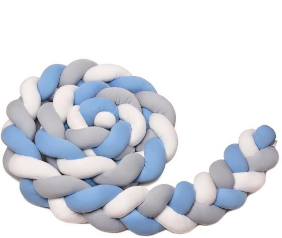 T-TOMI Pletený mantinel 220 cm White + Grey + Blue