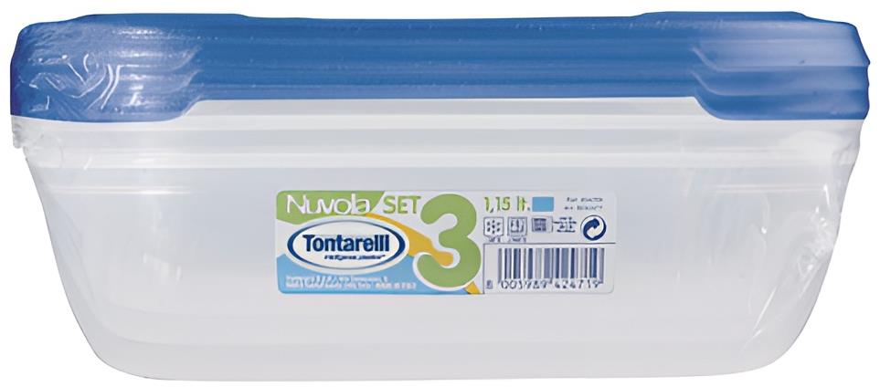 Tontarelli Nuvola Sada dóz na potraviny 3 × 1,15 l modrá