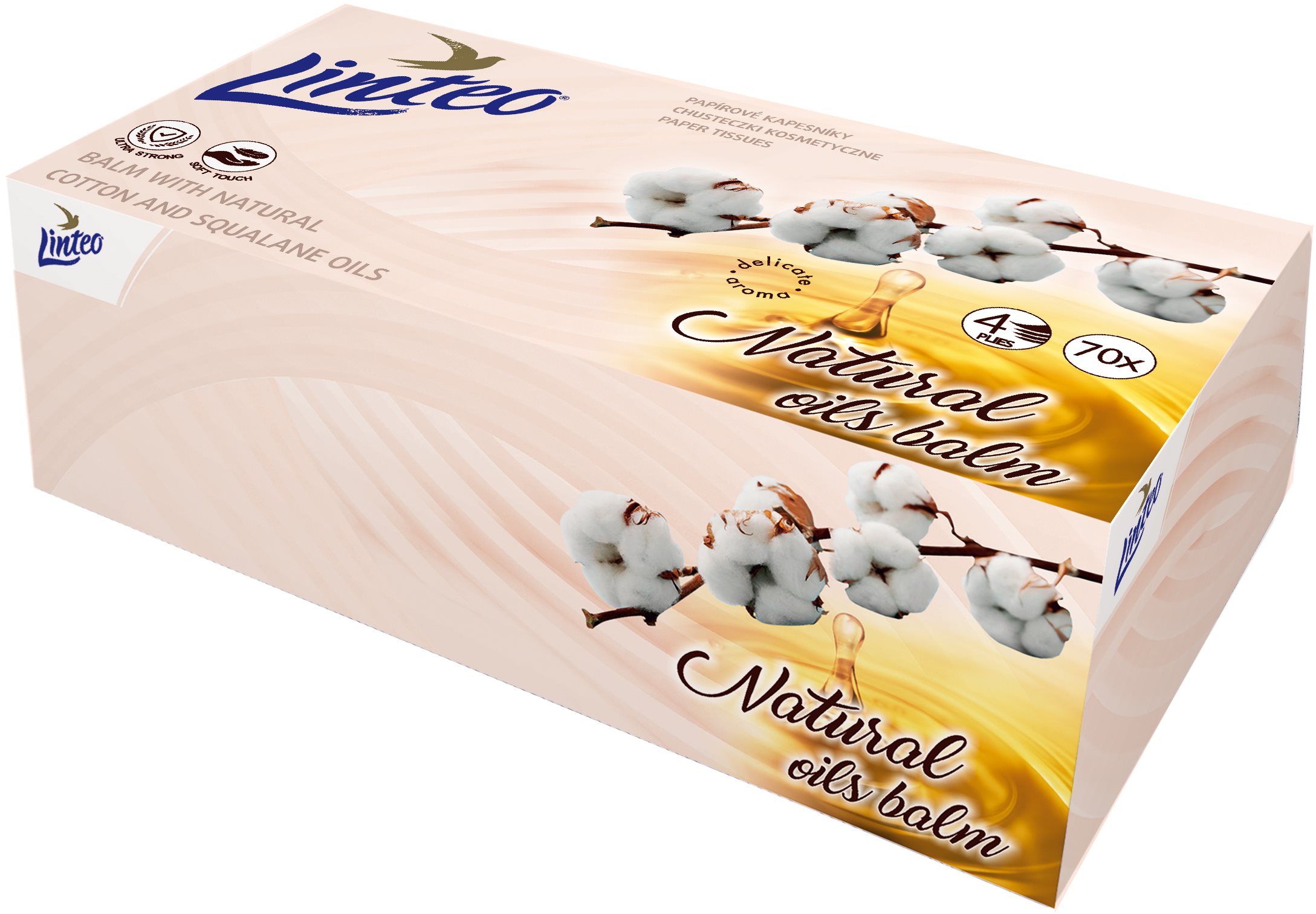 LINTEO Box s balzámem a bavlníkovým olejem, 4 vrstvé (70 ks)