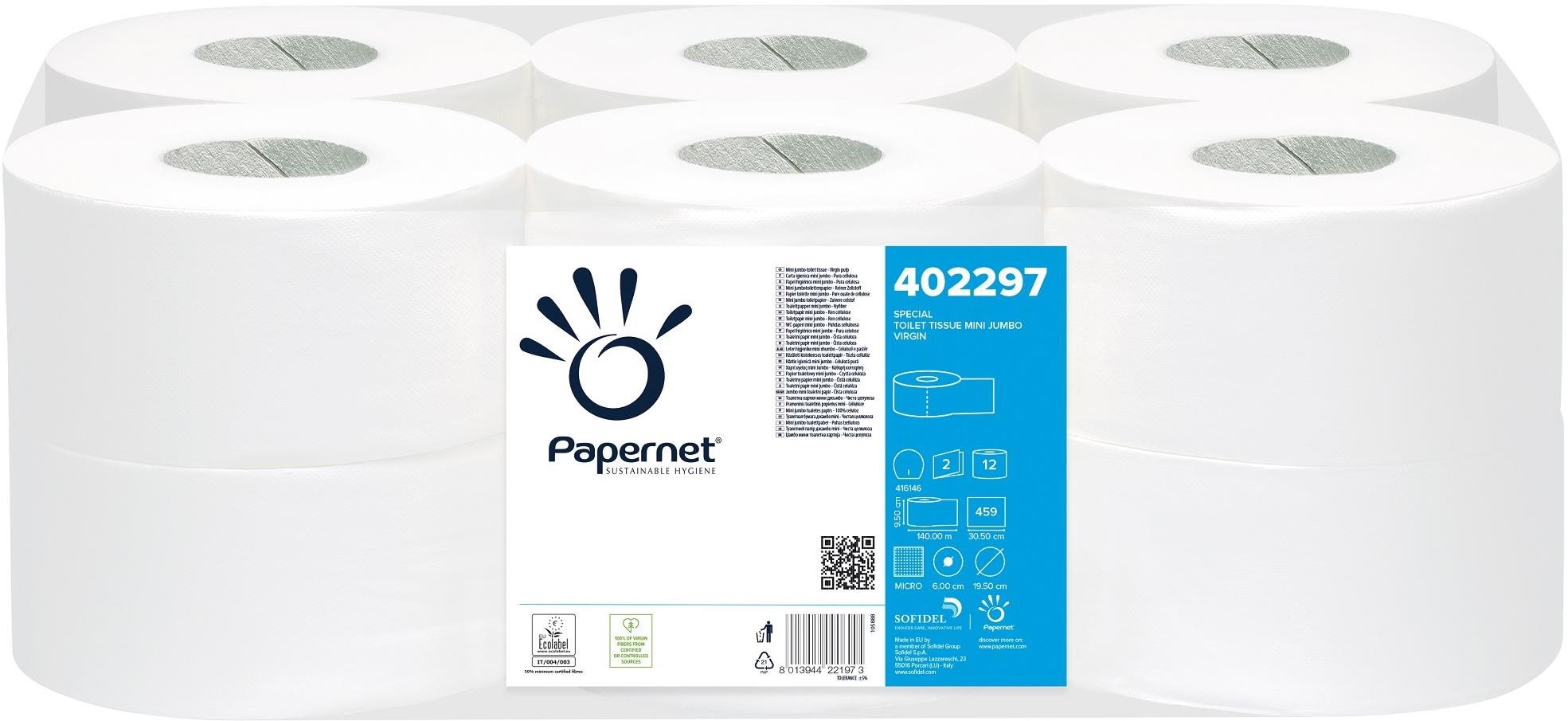 PAPERNET Mini Jumbo Toaletní Papír celulóza 402297 12ks