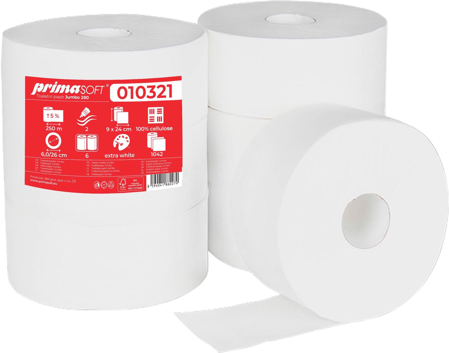 PRIMASOFT Jumbo 280 bílý celulóza (6 ks)