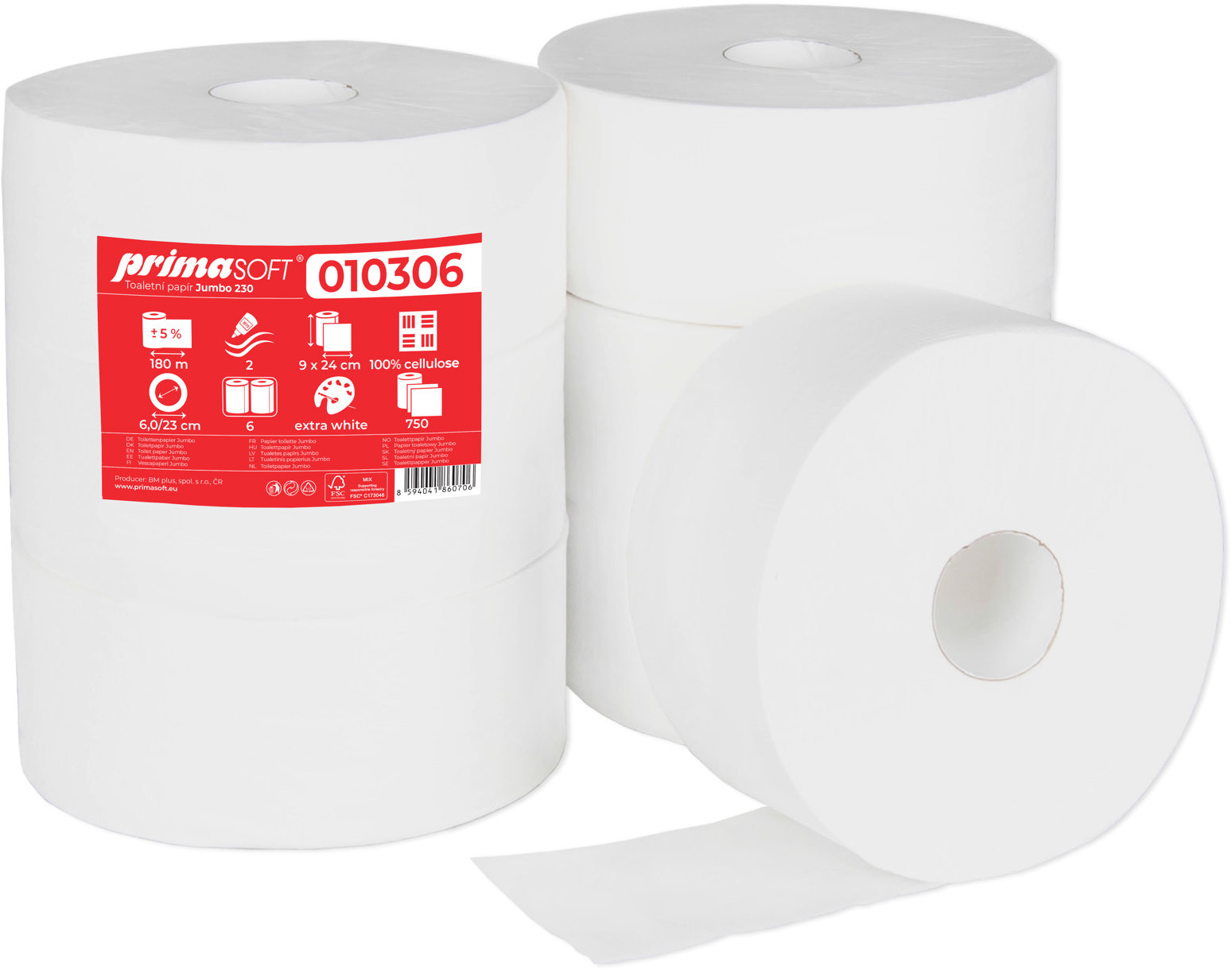 PRIMASOFT Jumbo 230 bílý celulóza (6 ks)