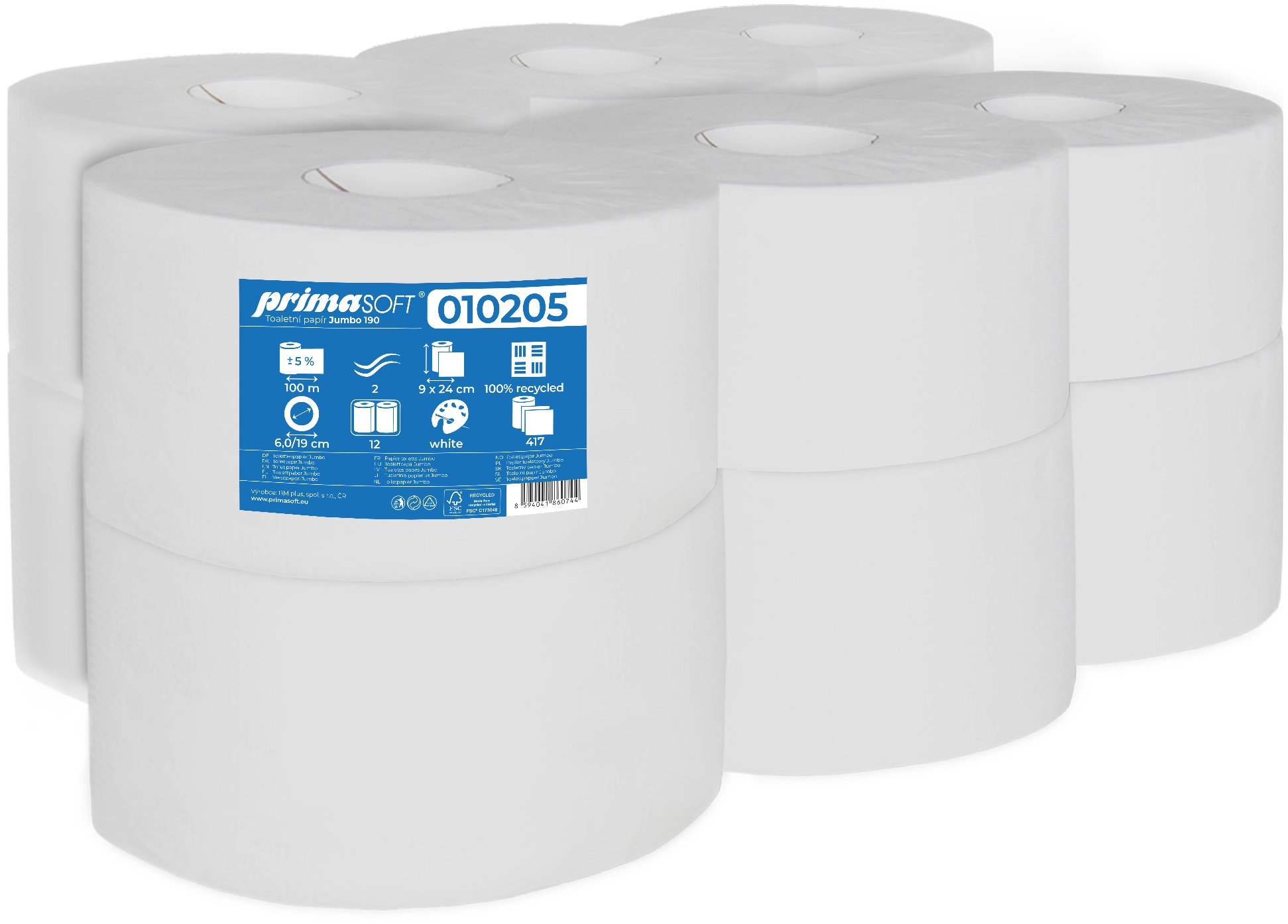 PRIMASOFT Jumbo 190 bílý recyklovaný (12 ks)