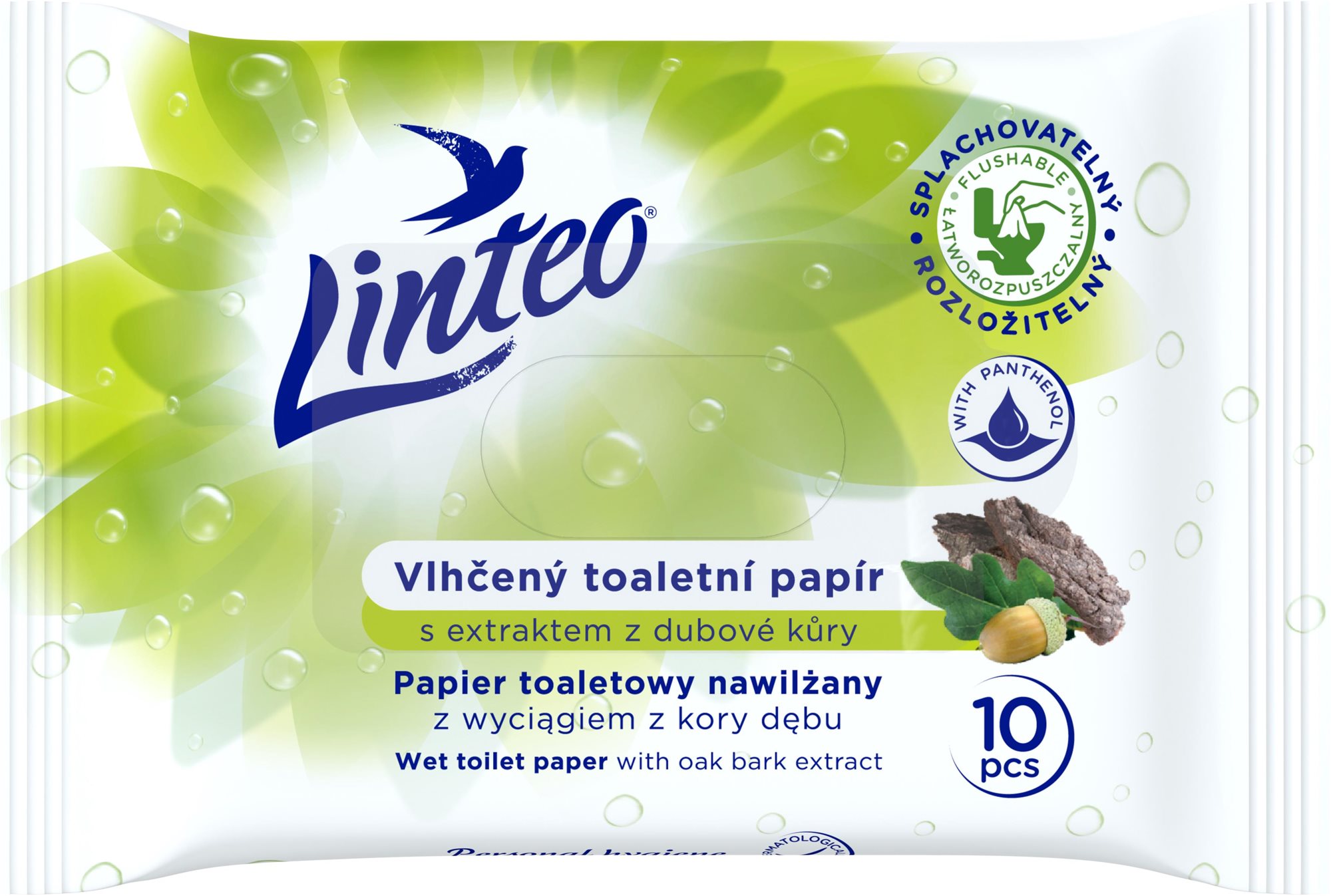 LINTEO vlhčený toaletní papír s dubovou kůrou (10 ks)