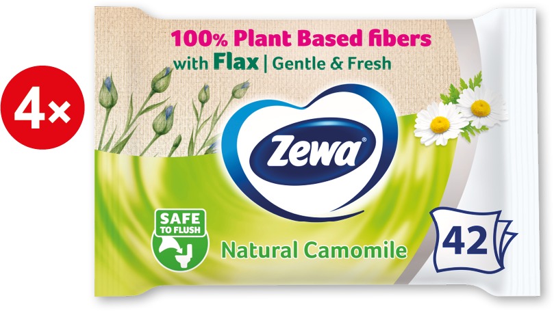 ZEWA Natural Camomile vlhčený toaletní papír (4× 42 ks)