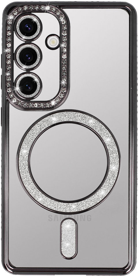 TopQ Zadní kryt Bling Magsafe pro Samsung Galaxy S25 Plus černý