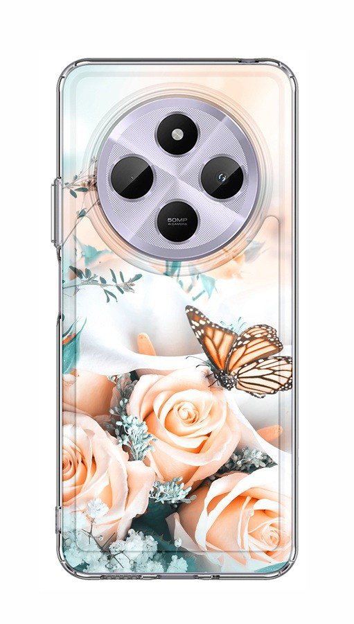TopQ Kryt Image Xiaomi Redmi 14C pevný Růže s motýlem 132084