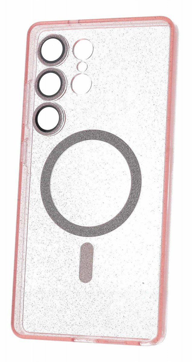 TopQ kryt Glitter MagSafe pro Samsung Galaxy S26 Ultra růžovo-průhledný