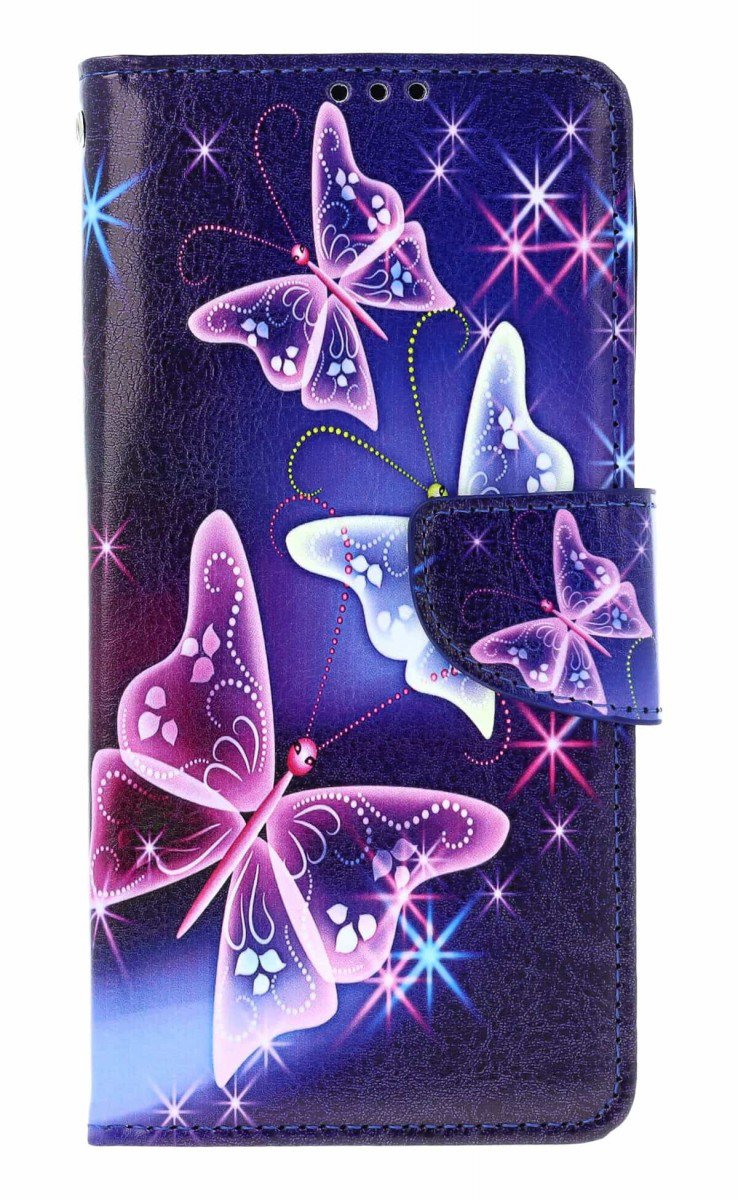 TopQ Pouzdro Xiaomi Redmi Note 14 knížkové Modré s motýlky 137258