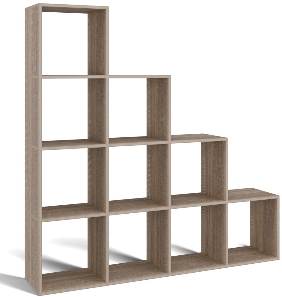 Regál Topeshop Step 4 × 4 sonoma v moderním designu