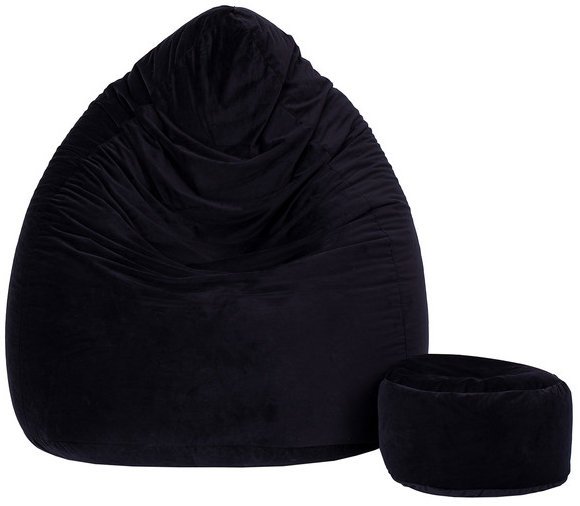 TopKing Sedací vak XXXXL s podnožníkem XL v černé barvě