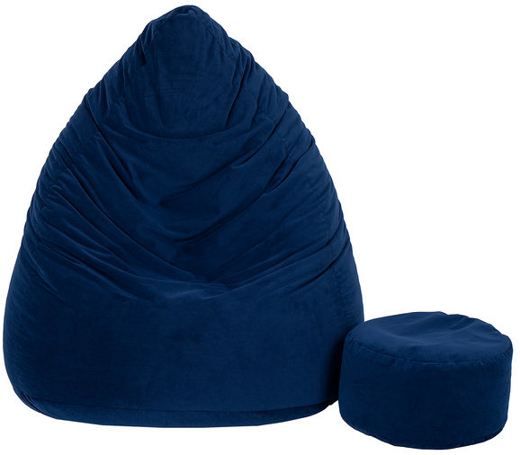 TopKing Sedací vak XXXXL s podnožníkem XL v tmavě modré barvě