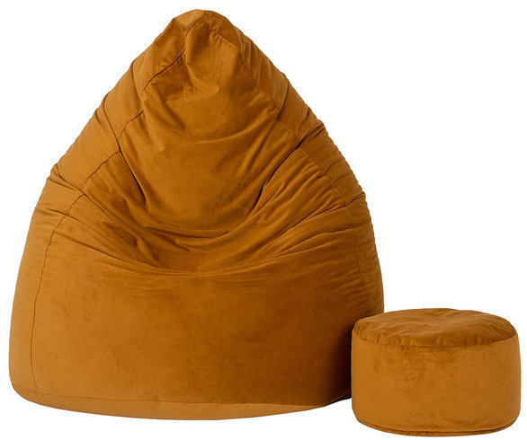 TopKing Sedací vak XXXXL a podnožník XL v hnědé barvě