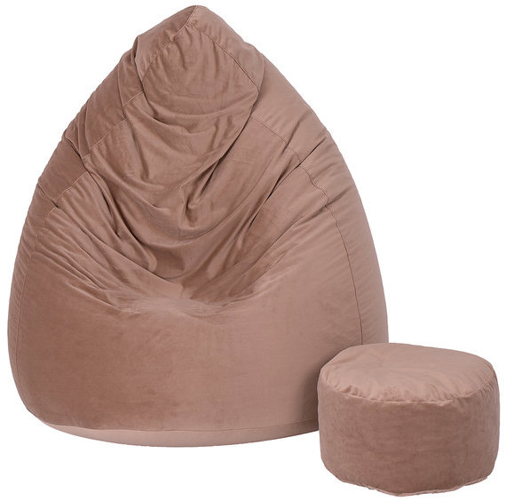 TopKing Sedací vak XXXXL s podnožníkem XL v světle hnědém provedení