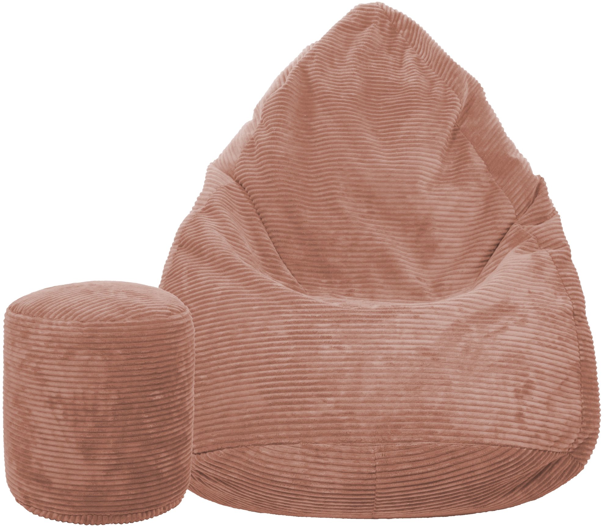 Sedací vak TopKing s podnožníkem v manšestru Lincoln, starorůžový