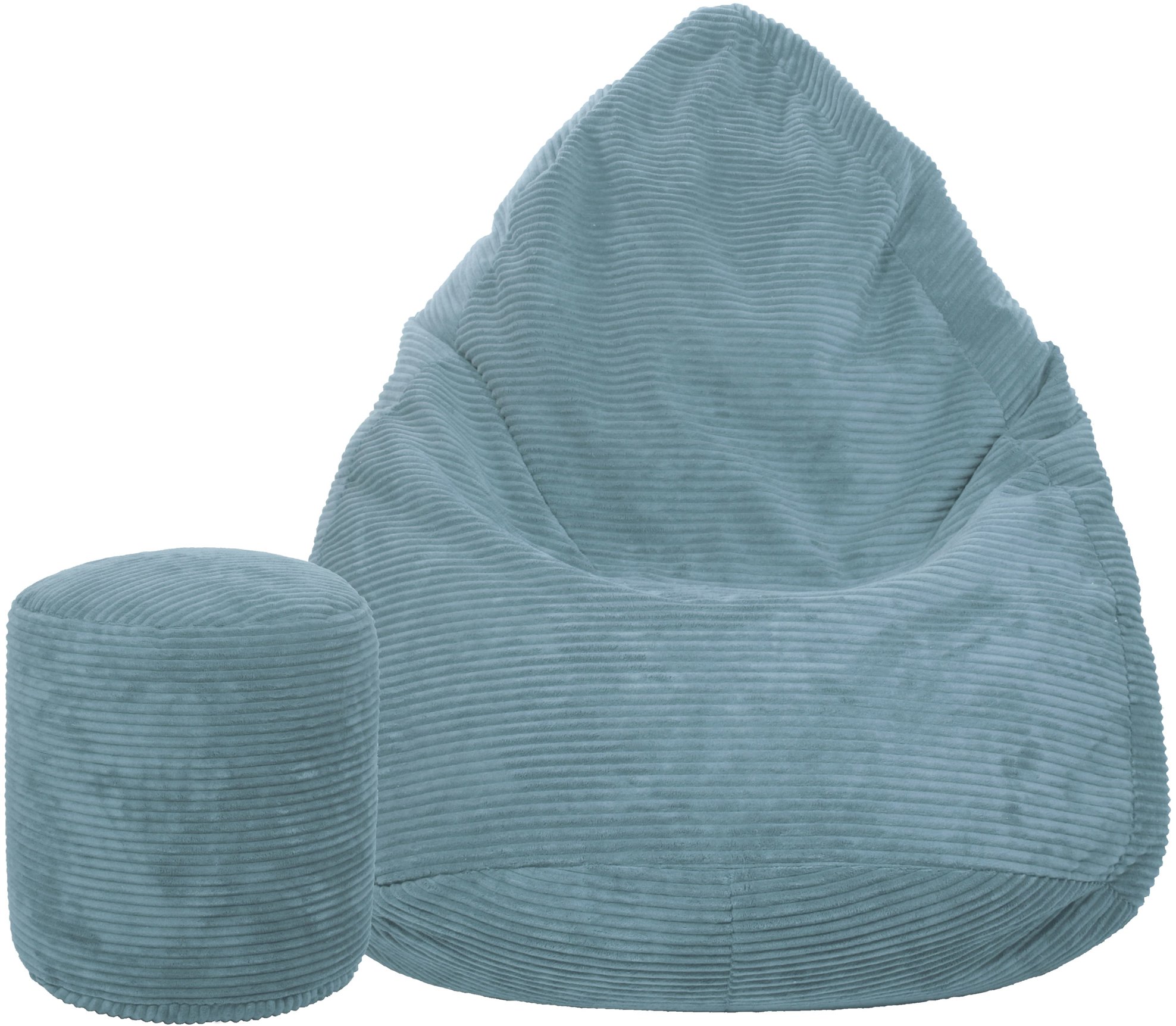 TopKing Sedací vak + podnožník XL manšestr Lincoln, světle modrý