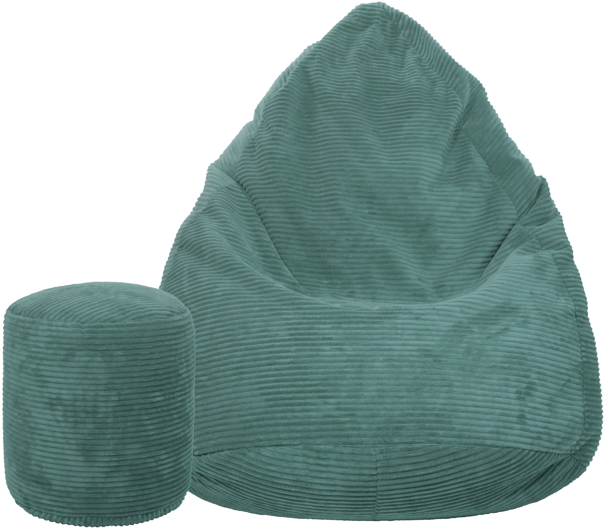 TopKing Sedací vak XL tyrkysový manšestr s podnožníkem