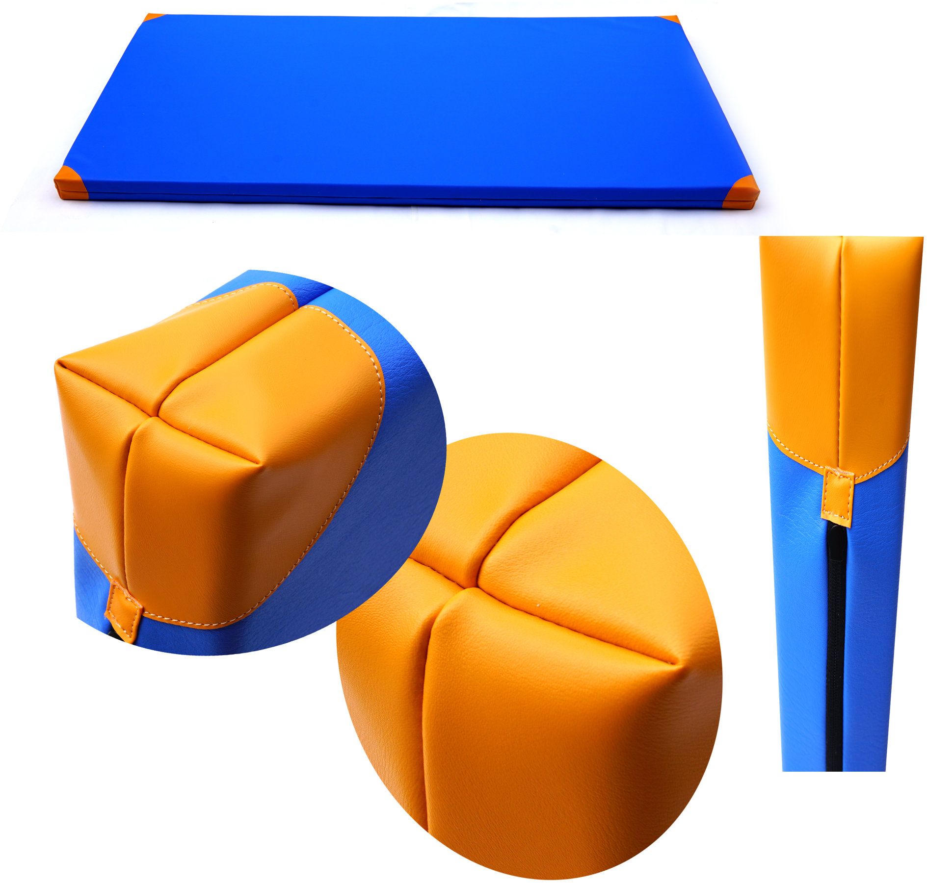 TopKing Profesionální gymnastická žíněnka pro sportovce 200 × 120 × 10 cm Modrá/Oranžová