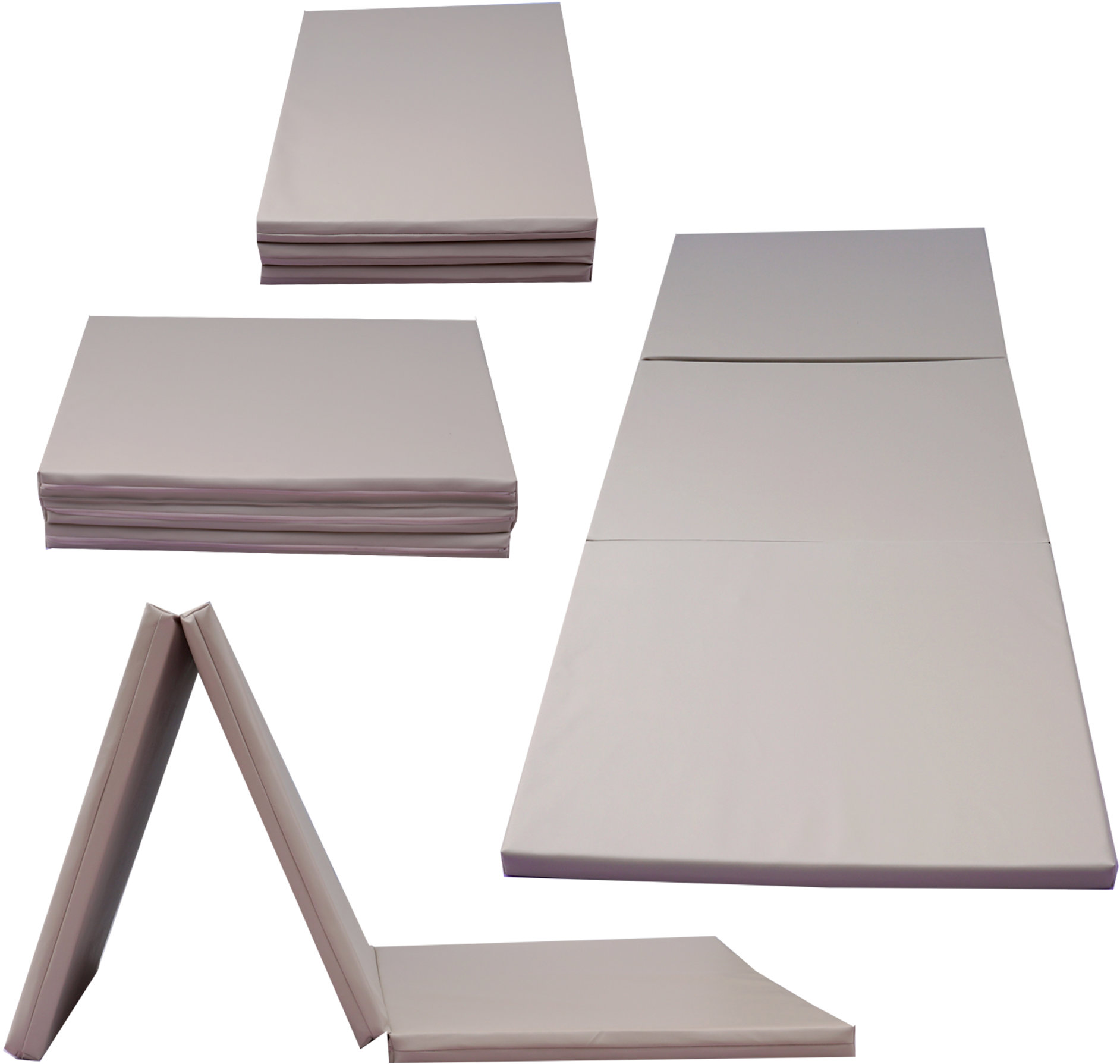 TopKing Skládací gymnastická a rehabilitační matrace 3dílná 180 × 60 × 5 cm Béžová
