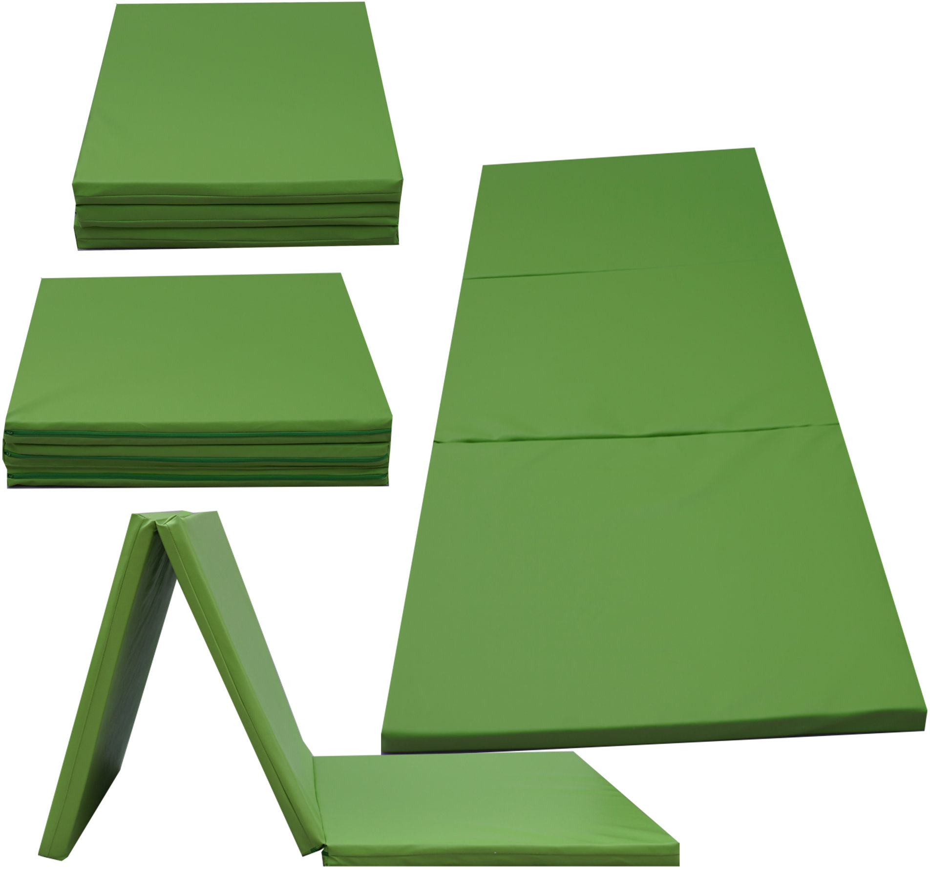 TopKing Skládací gymnastická a rehabilitační matrace 3dílná 180 × 60 × 5 cm Limetka
