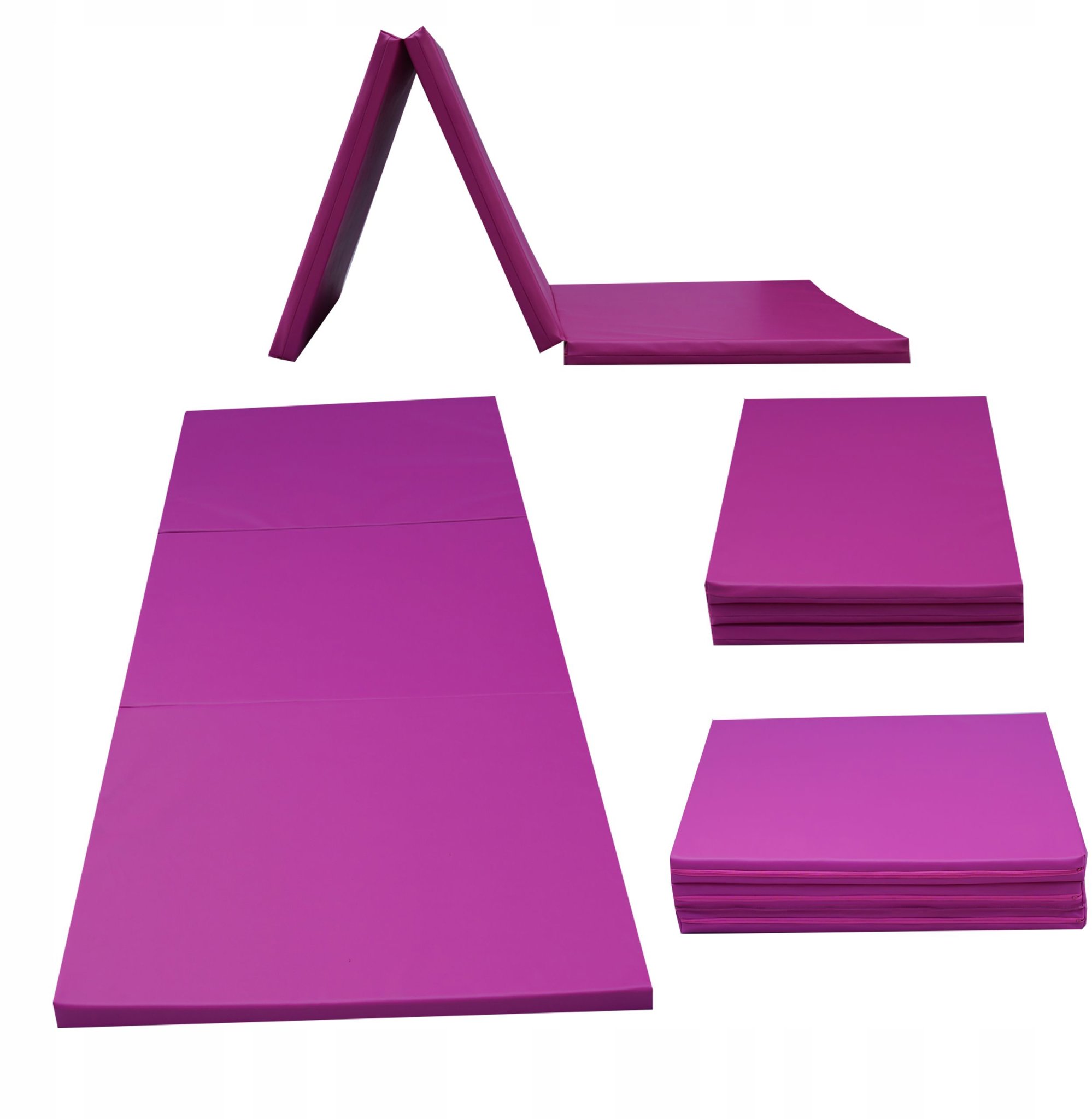 TopKing Skládací gymnastická a rehabilitační matrace 3dílná 195 × 85 × 5 cm Růžová
