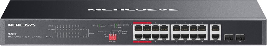Switch Mercusys MS120GP s 12 porty a gigabitovými rychlostmi