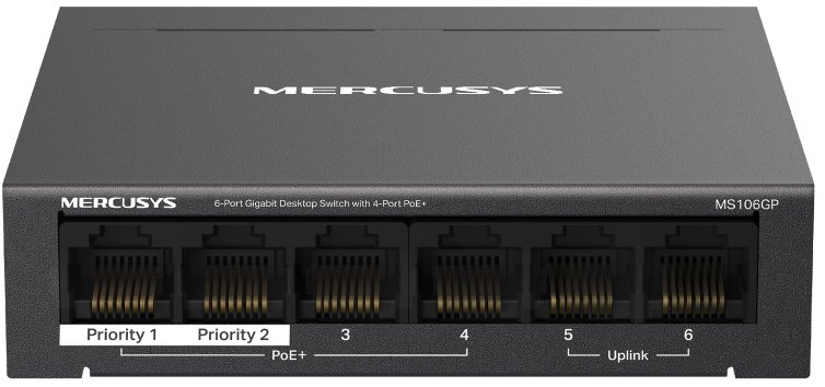 Mercusys MS106G, 6-Port Gigabit switch, 4-Port PoE+