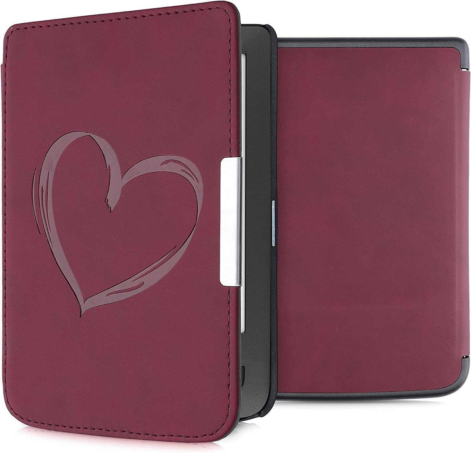 KW Mobile - Brushed Heart - KW5574701 - Pouzdro pro Pocketbook 614/615/624/625/626 - tmavě červené