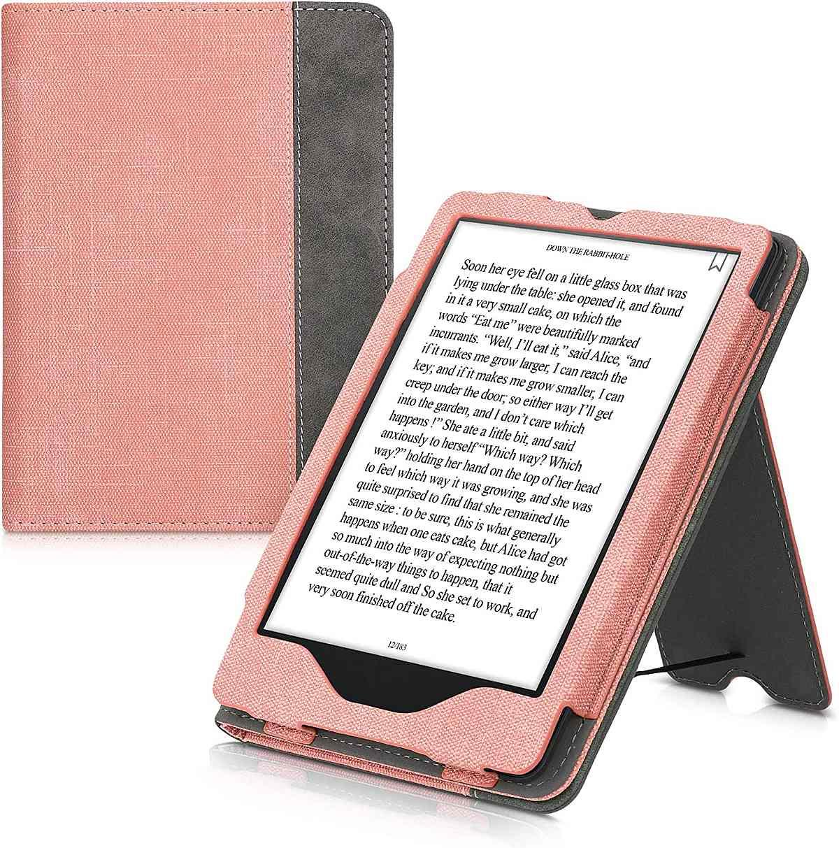 KW Mobile - Double Leather - KW5626107 - Pouzdro pro Amazon Kindle Paperwhite 5 (2021) - šedá, růžov