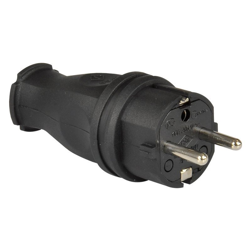 TP electric 1 × 16 A / IP44 - Pryžová kabelová vidlice