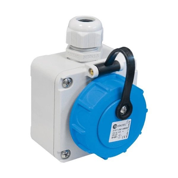 TP electric 1 × 16 A / IP68 - Nástěnná zásuvka, s bezpečnostní clonkou