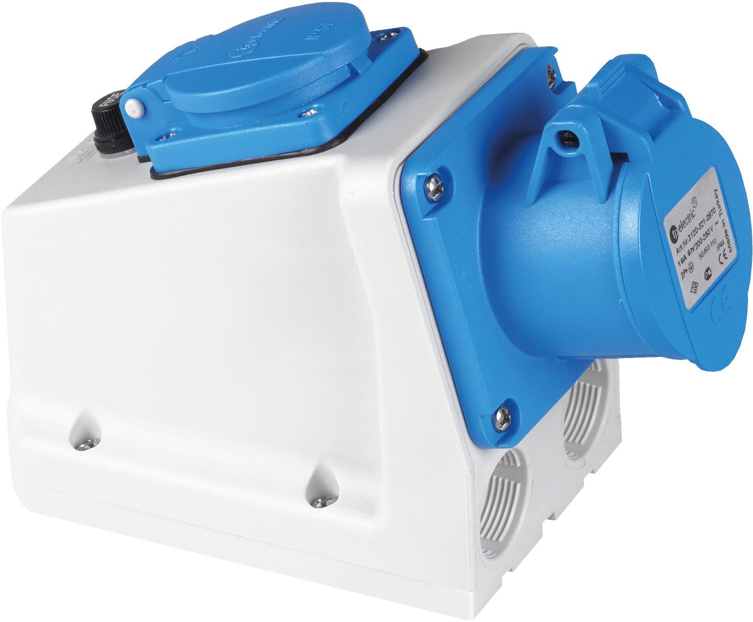 TP electric 3 × 16 A / IP44 - Kombinovaná zásuvka francouzská s pojistkou, 1 × 380 V / 1 × 230 V
