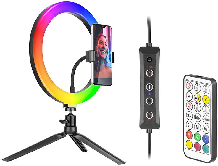 Tracer Ring Kruhová lampa se stativem RGB 26 cm