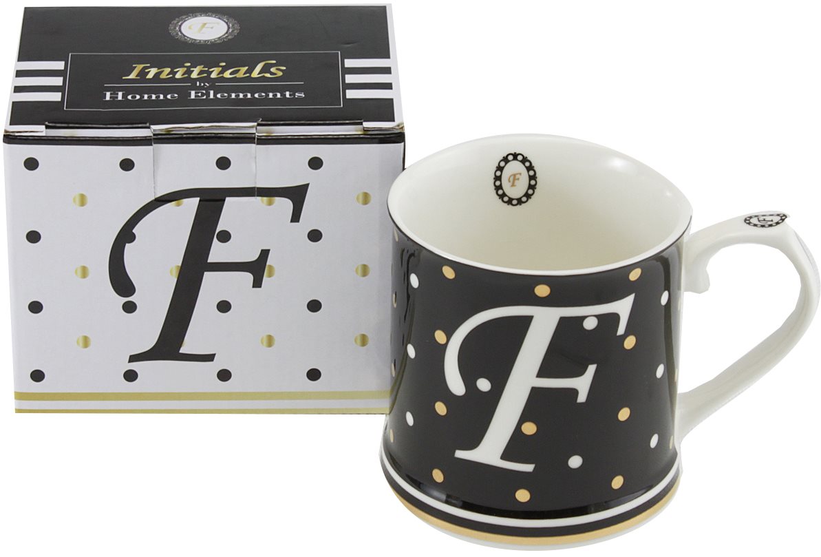 HOME ELEMENTS Porcelánový hrnek - Písmeno F