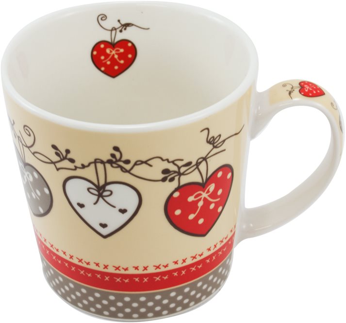 HOME ELEMENTS Hrnek porc. 500 ml, srdíčka