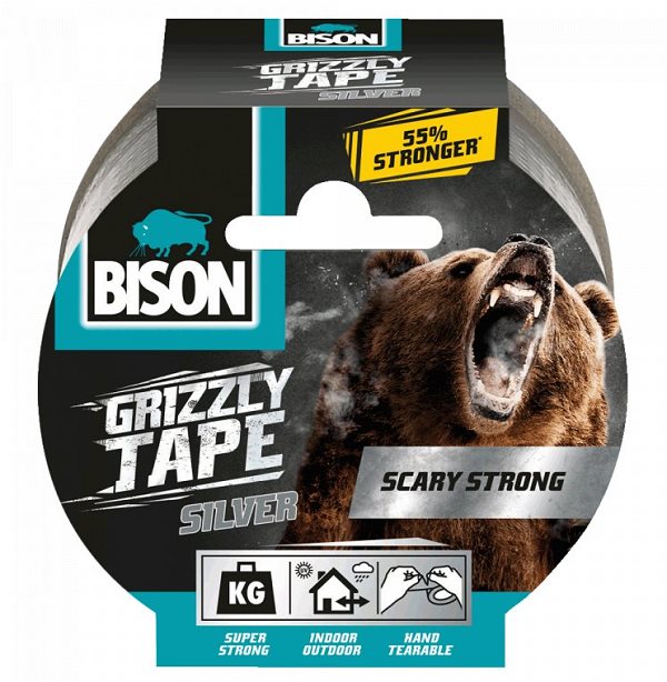 BISON GRIZZLY TAPE 10 m stříbrná - spolehlivý a výkonný lepidlo